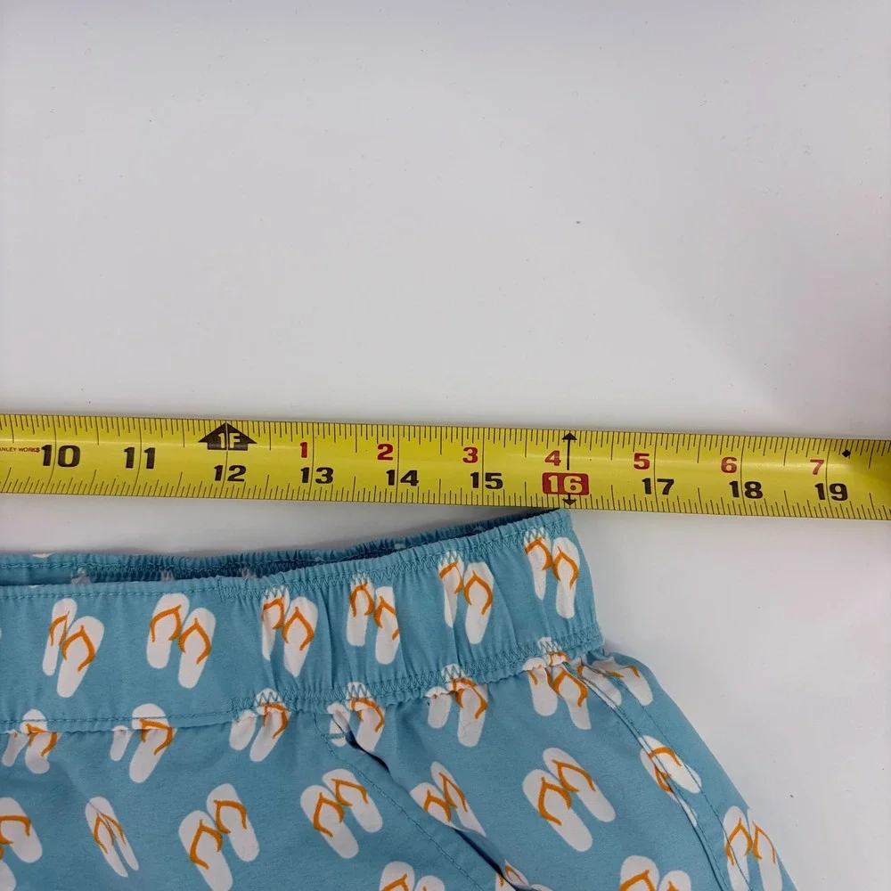 Tom & Teddy‎ Mens XL Swim Trunks Light Blue Flip Flop Print Mesh Lined Shorts
